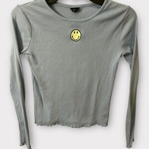 Girls size 14 XL smiley face‎ long sleeve with ruffled edges